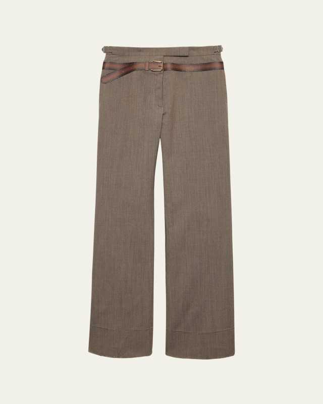Inset Belt Wool Pants